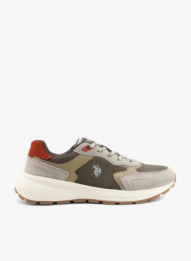 Men's Khaki Low-Top Canvas Sneakers - Iconic Branding for a Clean Look