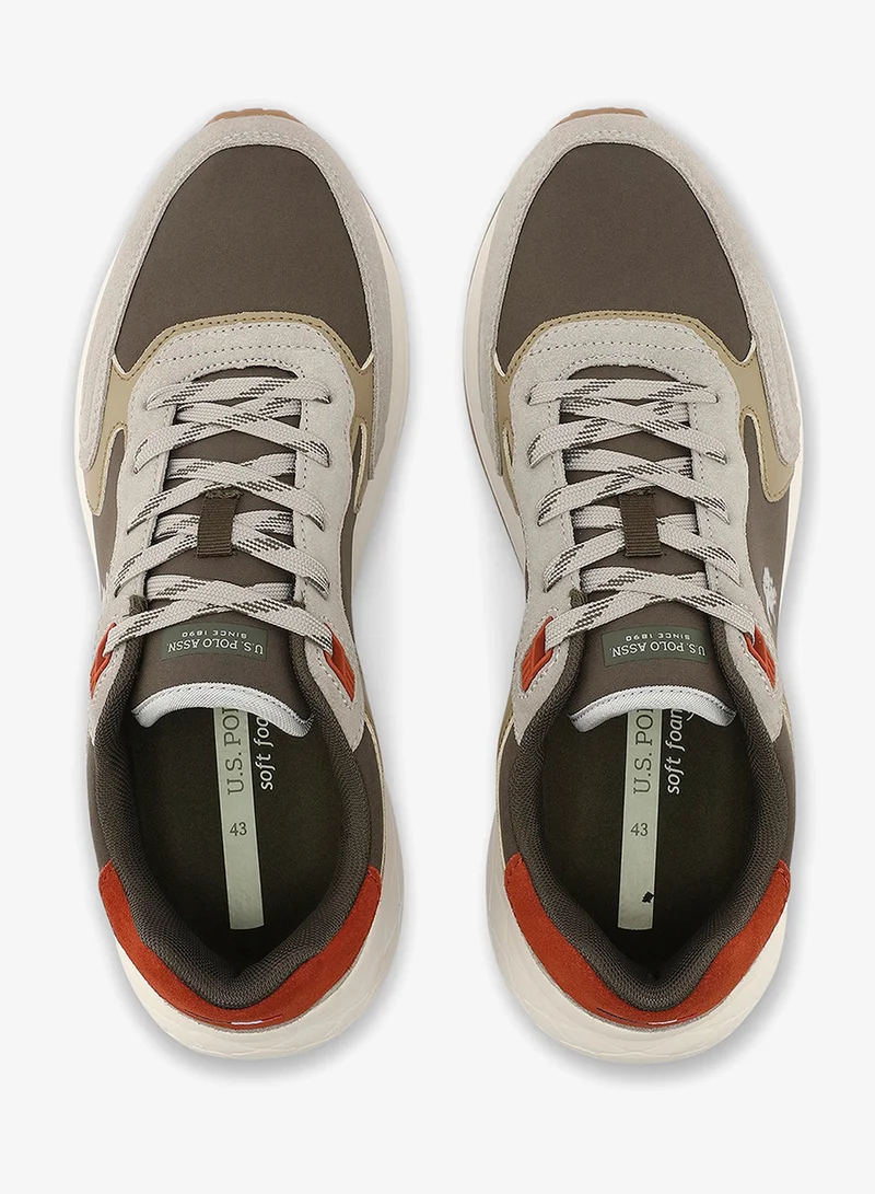 U.S. Polo Assn. Khaki Men's Khaki Low-Top Canvas Sneakers - Iconic Branding for a Clean Look for Men | Best Price UAE