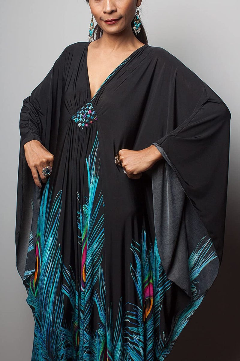 YouKD Summer Floral Loose Caftan Boho Beach Cover Up Dress Plus Size Robe for Women - Image 5