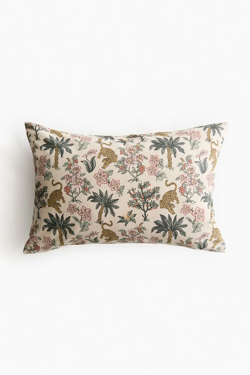 اتش اند ام غطاء وسادة منقوش من القطن