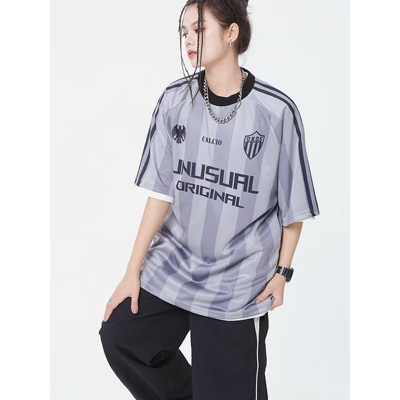 American Couple Short-Sleeved T-Shirt Trendy Brand Ins Summer Ice Silk Mesh Jersey Loose Trendy Brand Quick-Drying Half-Sleeved T-Shirt For Men - Image 3