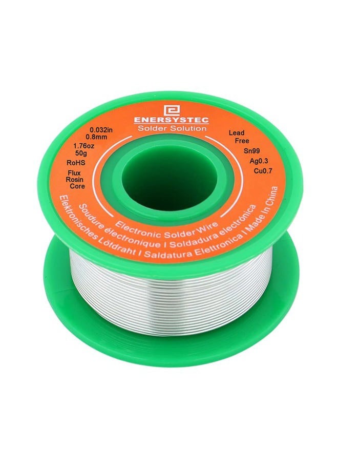 E ENERSYSTEC Solder Wire No Lead Rosin Core Flux 0.8mm Electric Solder Fine Sn99 Ag0.3 Cu0.7 Flow 0.032in 0.11lb for Electronics Soldering Unlead 50g - Image 1