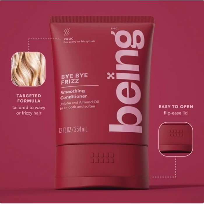 being BYE BYE FRIZZ Smoothing Conditioner,for Wavy & Frizzy Hair,Jojoba Almond Oil 12 fl oz - Image 2