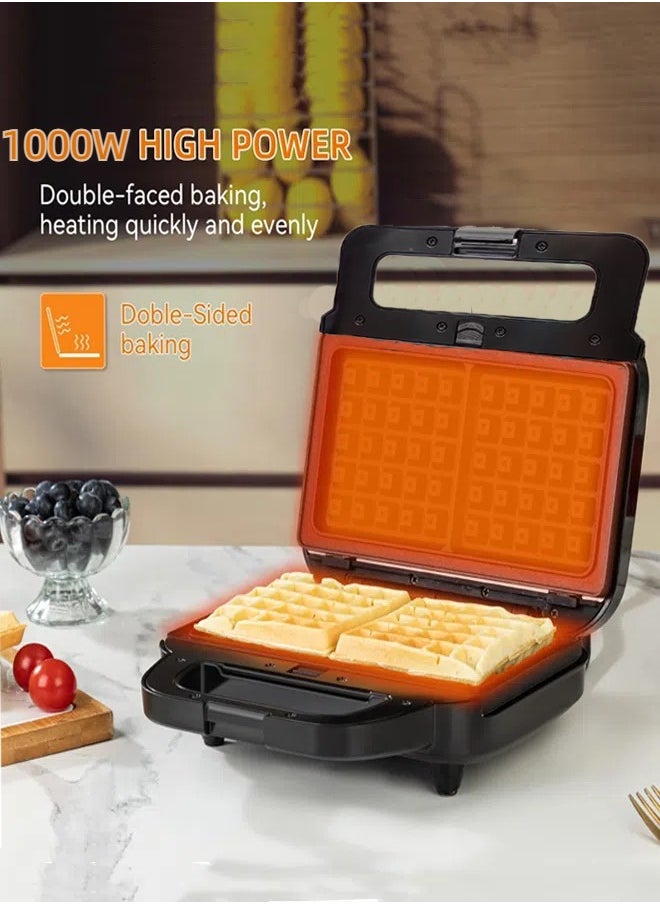 Hoffmans 3-in-1 Sandwich Maker,1000W Waffle Maker,Panini Press,Toastie Maker,Removable Non-stick Plates & automatic temperature adjustment  & Indicator Lights,HM-3019  - Image 3