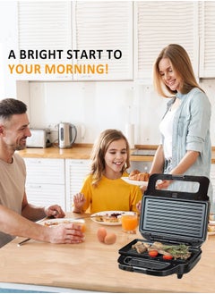 Hoffman's Appliance صانع شطائر 3 في 1 ، صانع وافل 1000 واط ، مكبس بانيني ، صانع الخبز المحمص ، ألواح غير لاصقة قابلة للإزالة وضبط تلقائي لدرجة الحرارة وأضواء المؤشر ، HM-3019  - Image 4