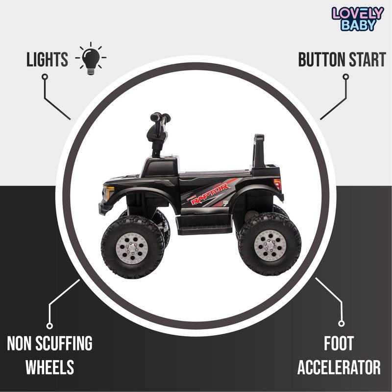 Ford Licensed 12V Kids Quad Bike LB 722 – Electric Ride-On Quad with Lights, Forward & Reverse, Button Start, Foot Accelerator for Kids Ages 2–5 Years - Black - Image 4