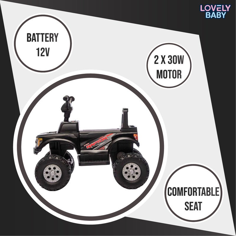 Ford Licensed 12V Kids Quad Bike LB 722 – Electric Ride-On Quad with Lights, Forward & Reverse, Button Start, Foot Accelerator for Kids Ages 2–5 Years - Black - Image 5
