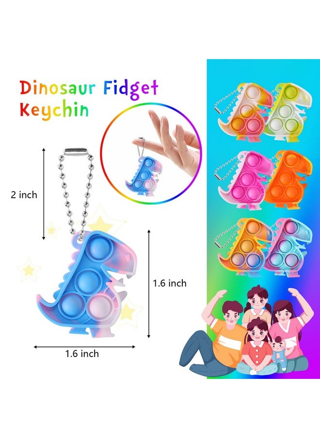 PICcircuit Dinosaur Party Favors 30 Pack Fidget Toys Bulk Dinosaur Keychains Dino Party Favors For Kids 4 8 Children Mini Supplies It Toddler Small Birthday Decorations Pop Fidgets Its For Boys Girls  - Image 2