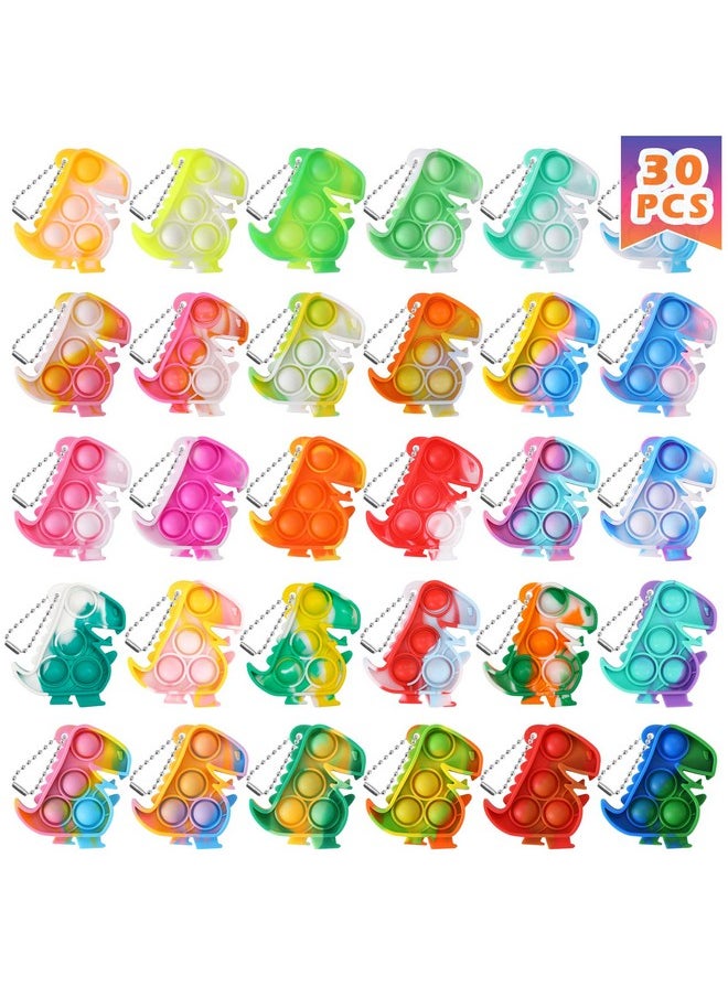 PICcircuit Dinosaur Party Favors 30 Pack Fidget Toys Bulk Dinosaur Keychains Dino Party Favors For Kids 4 8 Children Mini Supplies It Toddler Small Birthday Decorations Pop Fidgets Its For Boys Girls  - Image 1