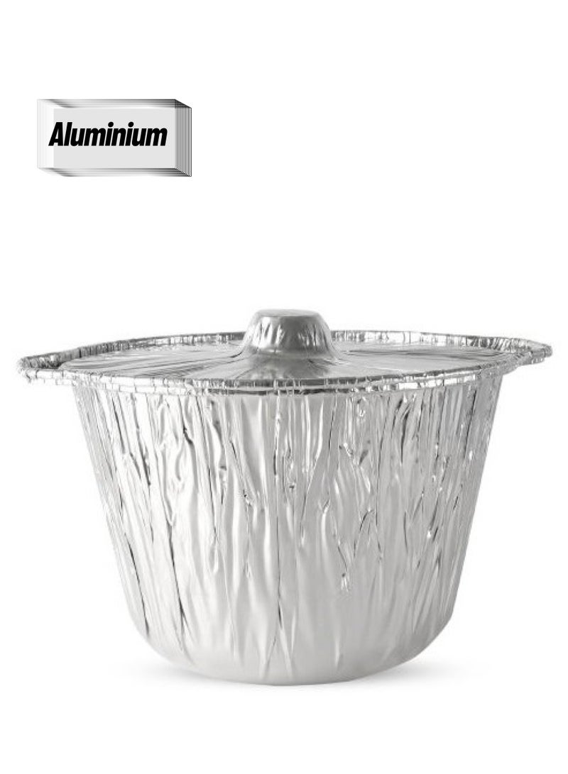 وعاء طعام فضي من الألمنيوم مع غطاء 30.5 × 20 سم - Image 1