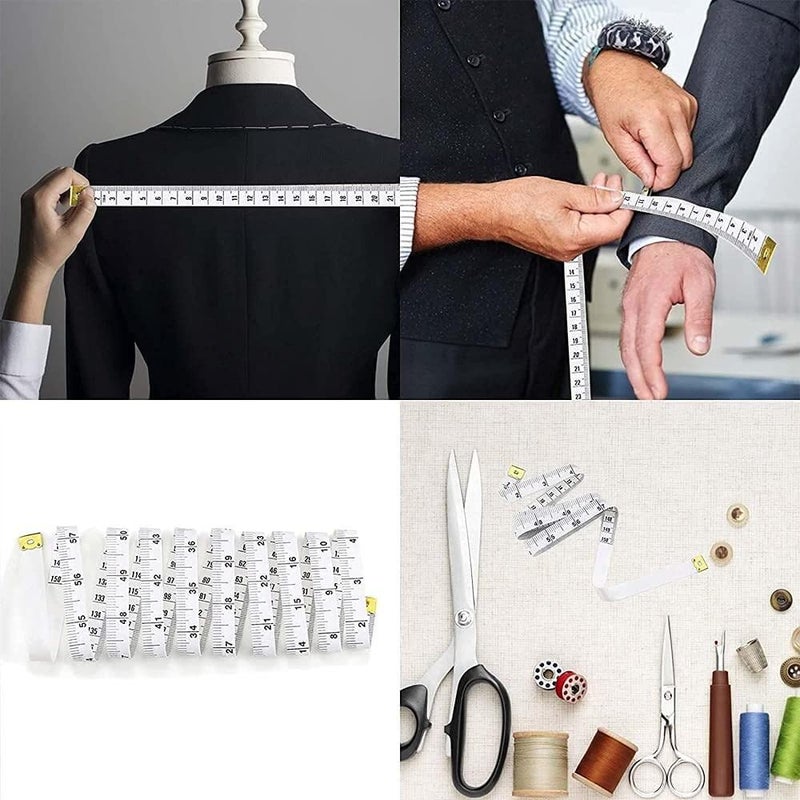 كلاراكو شريط قياس ناعم من PULABO مقاس 60 بوصة / 150 سم، شريط قياس جيب مزدوج الجوانب، شريط قياس للخياطين لخياطة القماش الحرفي، قياس الخصر والجسم، شائع - Image 2