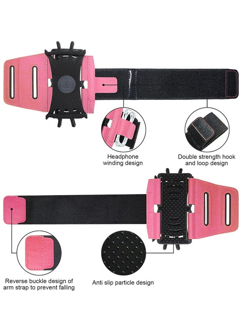SYOSI Phone Armband Holder 360° Rotating Detachable Universal Sports Armband Suitable for All Phones Outdoor Armband Phone Holder Suitable for Running Sports Camping Mountaineering Cycling Pink - Image 4