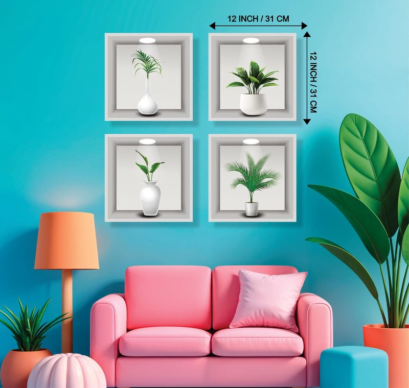 DivineDesigns 3D Type Wall Stickers | Flower Pot Wallpaper Self Adhesive Stickers | Size - 31 cm x 31 cm (Pack of - 4pcs) (Flower Pot) - Image 3