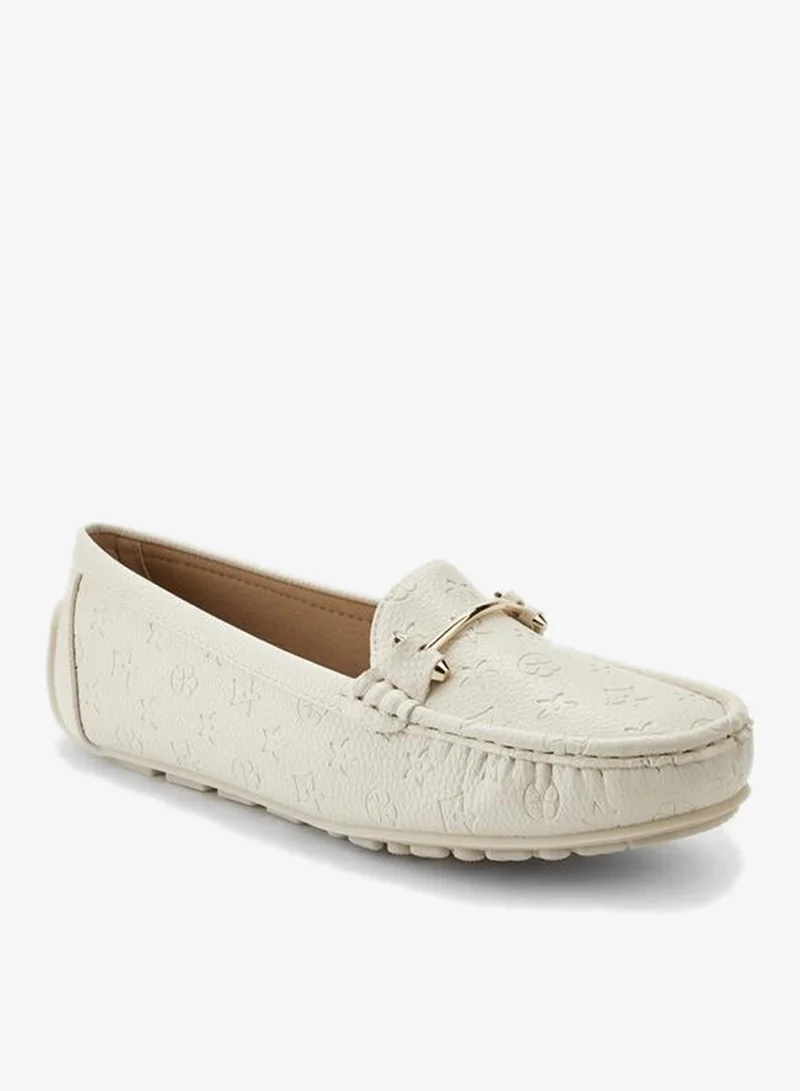 Le Confort BEIGE Women Monogram Embossed Loafers for Women | Best Price UAE