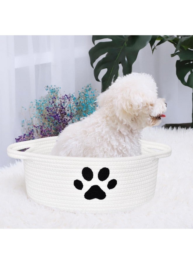 ABenkle Small Woven Basket with Handle, Cute Decorative Dog Paw Baskets for Gifts Empty, Rope Shelf Storage Toy Nursery Baskets for Baby Shower, 12" x 8" x 5" - Image 3