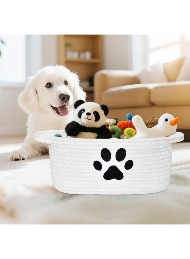 ABenkle Small Woven Basket with Handle, Cute Decorative Dog Paw Baskets for Gifts Empty, Rope Shelf Storage Toy Nursery Baskets for Baby Shower, 12" x 8" x 5" - Image 4
