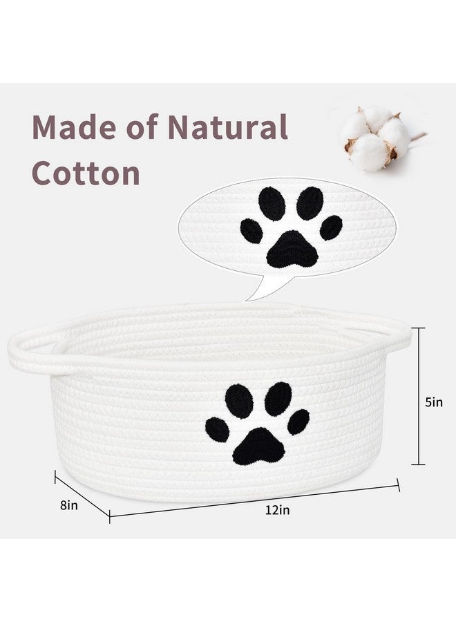 ABenkle Small Woven Basket with Handle, Cute Decorative Dog Paw Baskets for Gifts Empty, Rope Shelf Storage Toy Nursery Baskets for Baby Shower, 12" x 8" x 5" - Image 2