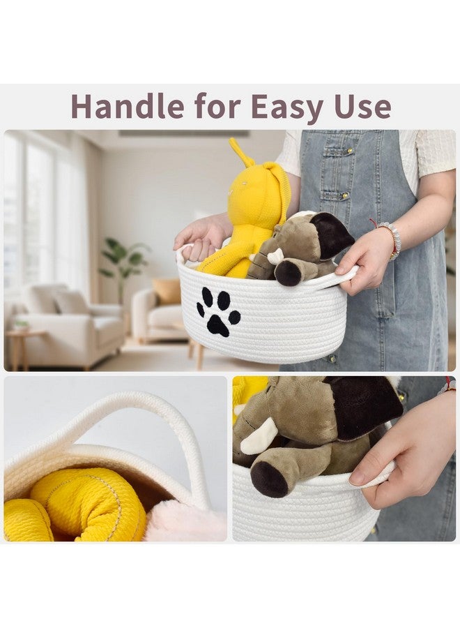 ABenkle Small Woven Basket with Handle, Cute Decorative Dog Paw Baskets for Gifts Empty, Rope Shelf Storage Toy Nursery Baskets for Baby Shower, 12" x 8" x 5" - Image 5