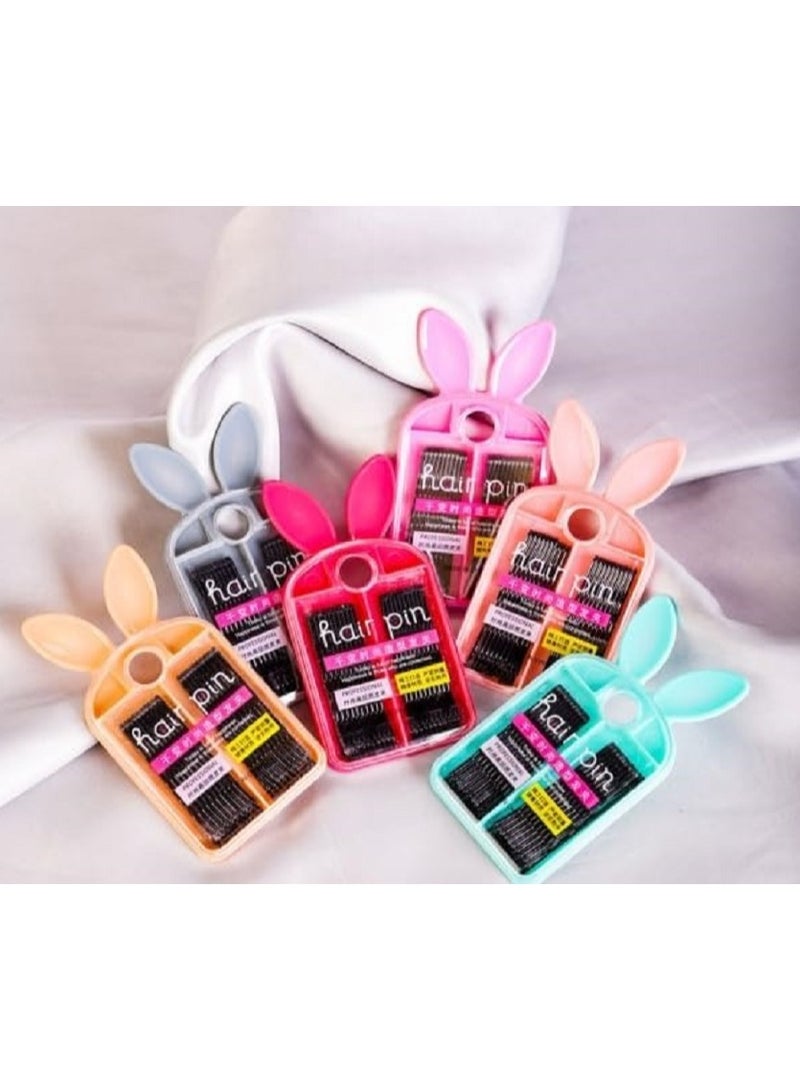 Hairpins - Women's Hairpins - Black Hairpins - 20 Pieces - Bunny-shaped Box in Multicolor - Image 1