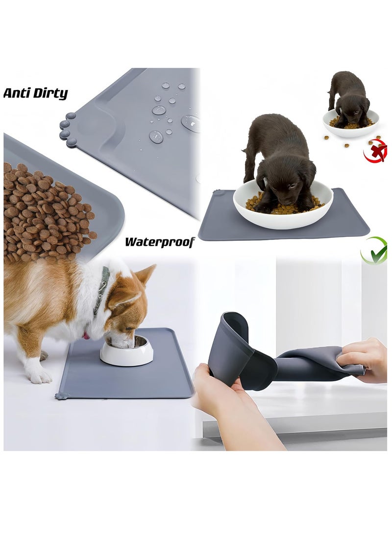 Generic NT Gray Pet Feeding Mat (48cm*30cm), Pet food-grade Silicone Food Mat for Dog and Cat,Placemat for Prevent Food and Water Overflow, Easy Clean, Non-slip and Waterproof - Image 2