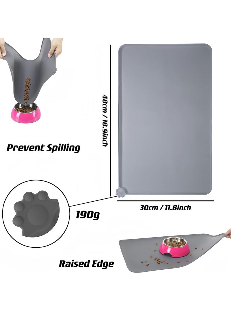 Generic NT Gray Pet Feeding Mat (48cm*30cm), Pet food-grade Silicone Food Mat for Dog and Cat,Placemat for Prevent Food and Water Overflow, Easy Clean, Non-slip and Waterproof - Image 4