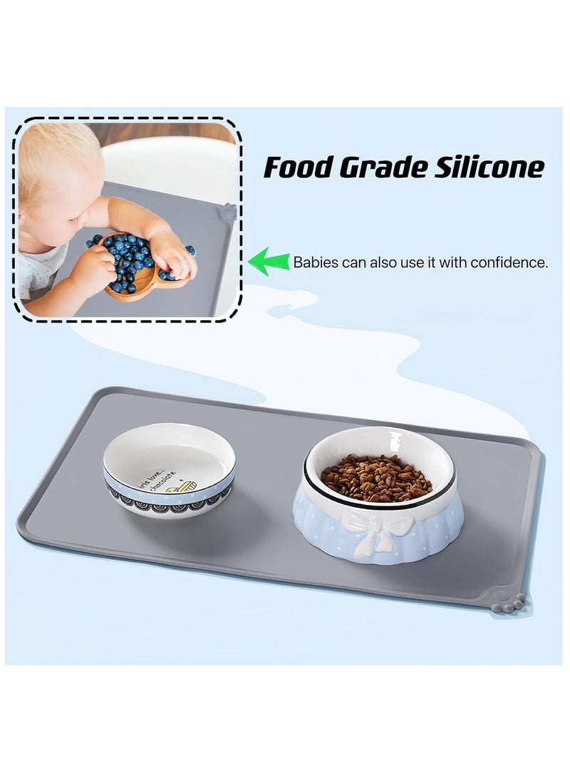 Generic NT Gray Pet Feeding Mat (48cm*30cm), Pet food-grade Silicone Food Mat for Dog and Cat,Placemat for Prevent Food and Water Overflow, Easy Clean, Non-slip and Waterproof - Image 3