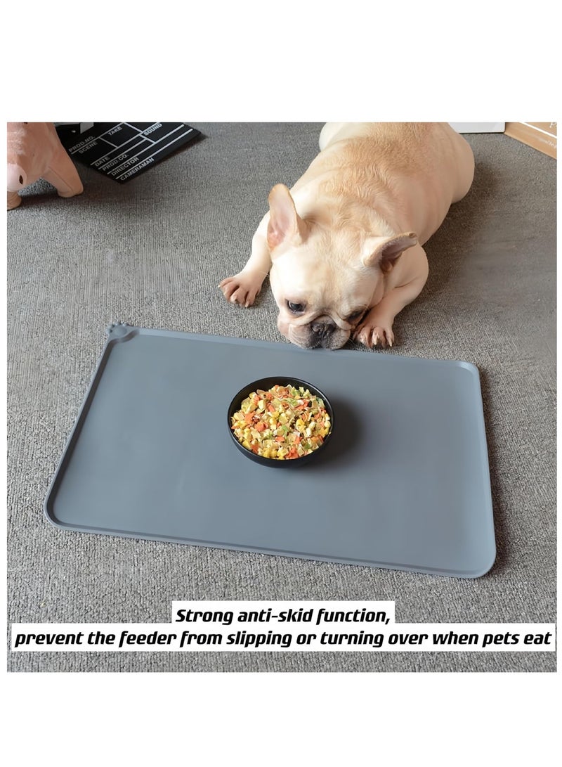 Generic NT Gray Pet Feeding Mat (48cm*30cm), Pet food-grade Silicone Food Mat for Dog and Cat,Placemat for Prevent Food and Water Overflow, Easy Clean, Non-slip and Waterproof - Image 5
