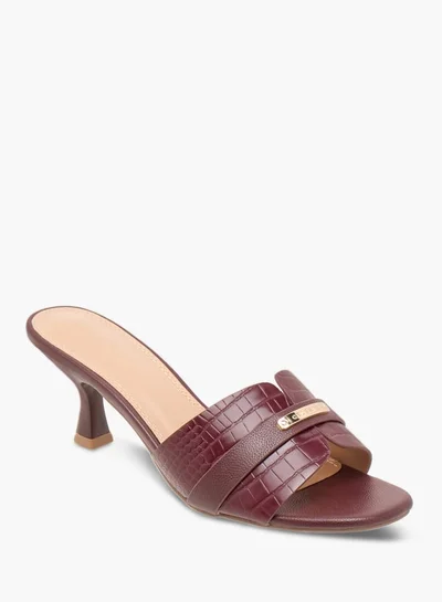 Celeste Women's Monogram Print Slip-On Sandals with Kitten Heels