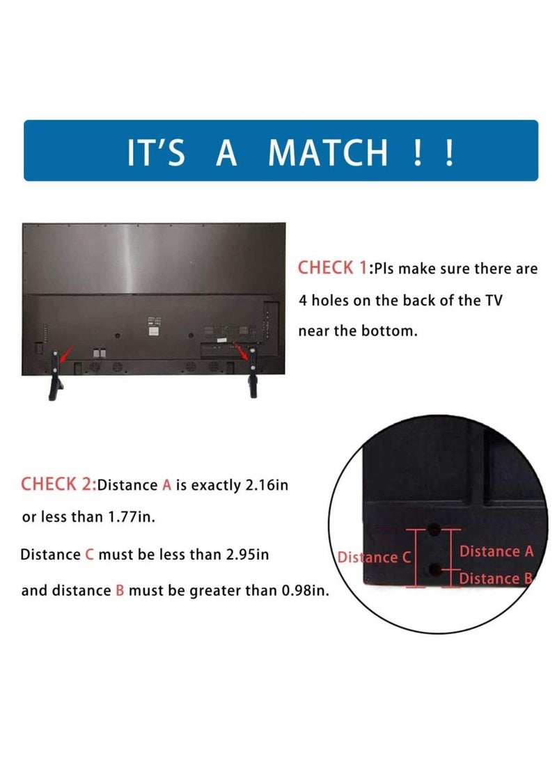 Universal TV Stand,Base Table Top TV Stand,TV legs,TV Pedestal Feet for Most Televisions with Mounting Hole Distance from 0.787-2.16 inch / 2cm-5.5cm, BLACK - Image 5