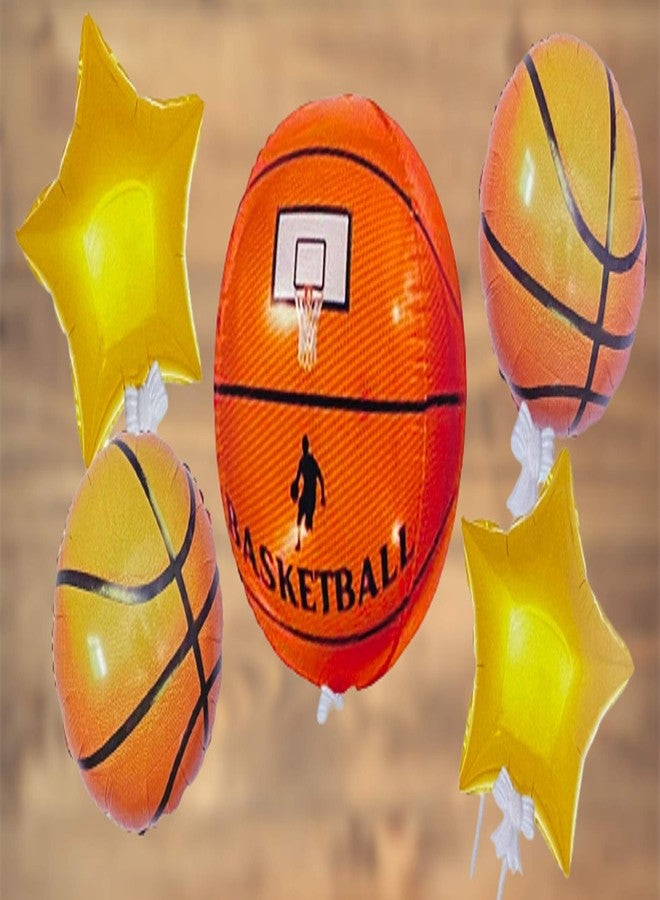 Balloonistics 4D Basketball Foil Balloon Bouquet for Sports Theme Set of 5 - Image 3