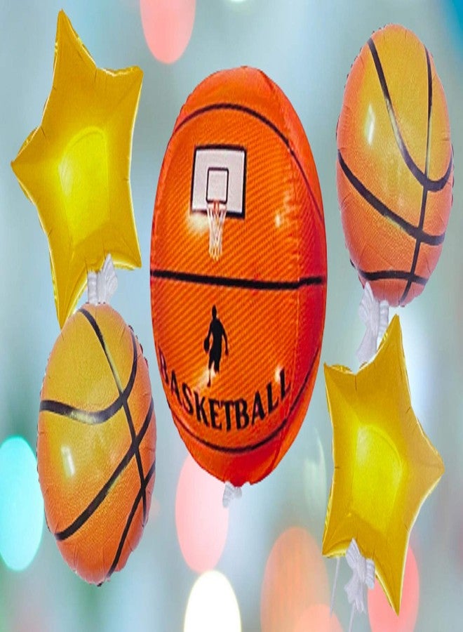 Balloonistics 4D Basketball Foil Balloon Bouquet for Sports Theme Set of 5 - Image 2