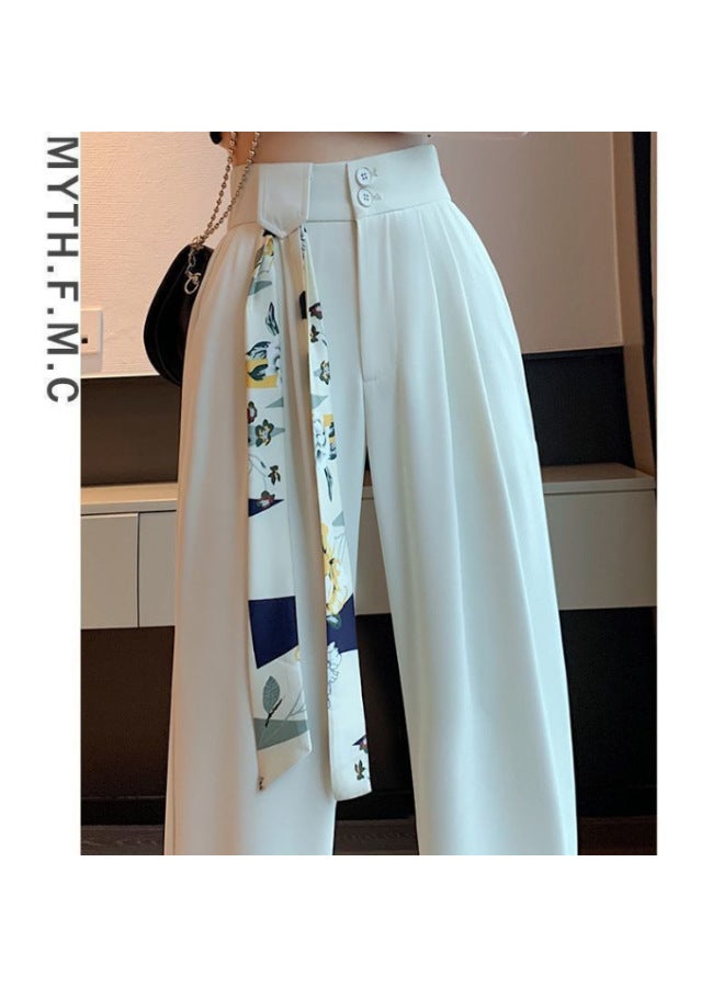 Song Feng Ya Summer Thin Style Pink Petite Women's Suit Pants Spring Autumn New High-waist Slim Fit Ice Silk Wide-leg Pants With Drape - Image 1