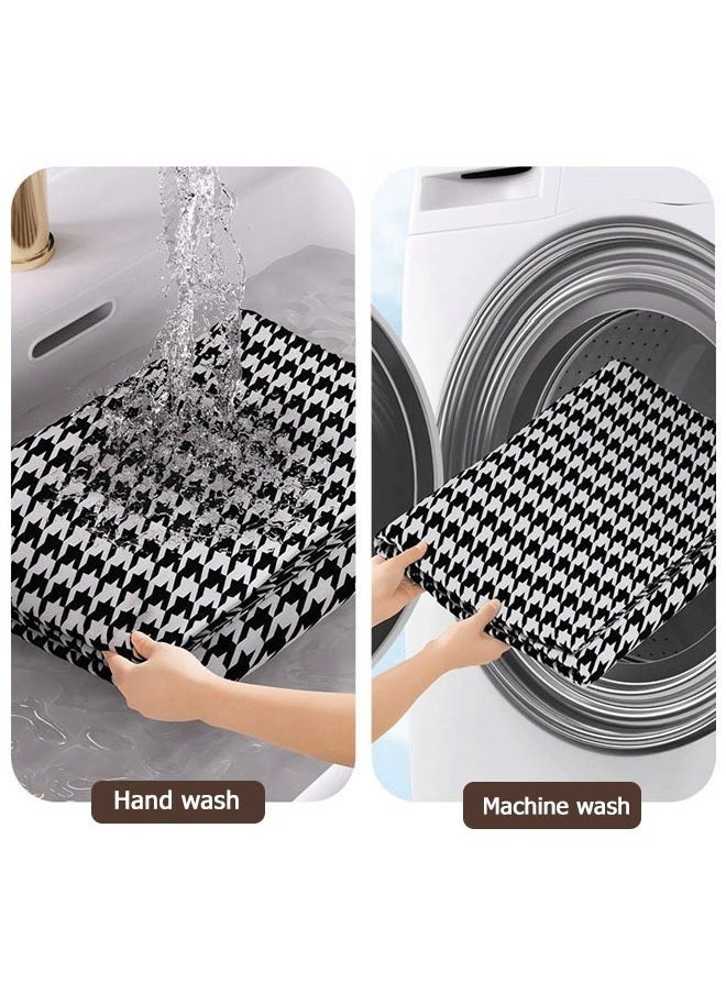 Generic Quilt Storage Bags Non-Woven Extra Large Storage Bags Clothes Storage Bag Houndstooth Pattern Printed Folding Organizer Bag For Clothes Pillows Blankets Bedding  storage bags, Clothes Storage Bags Foldable,  with Durable Handles/Zipper 85*30*60cm(150l)  - Image 5