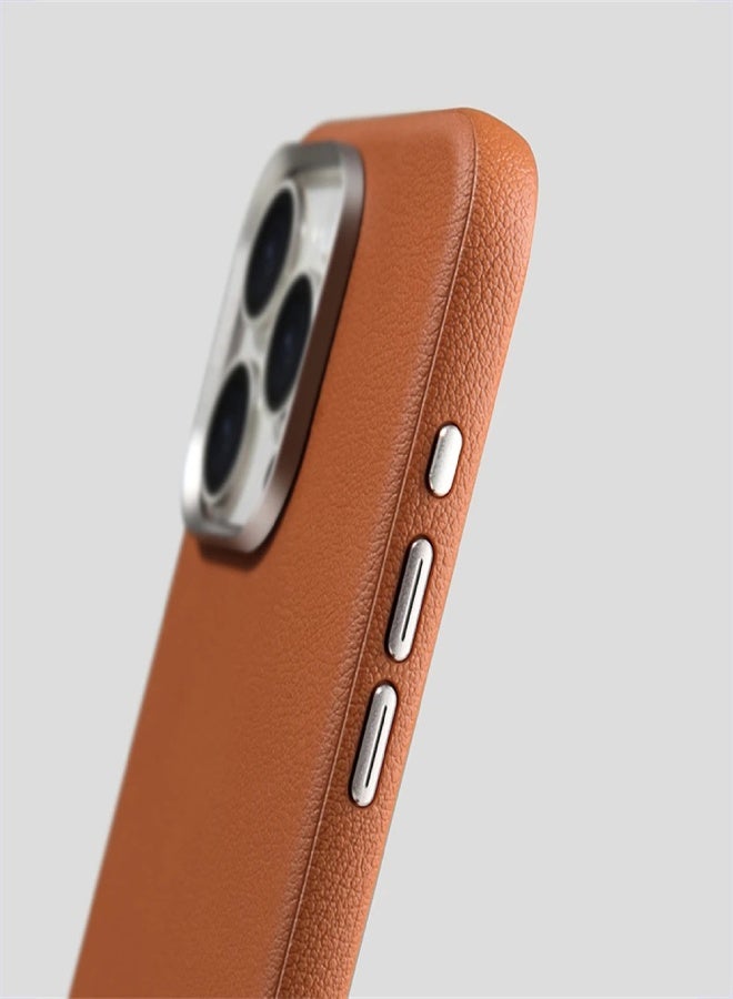 AROAQ Luxury Business PU Leather Magnetic Case for iPhone 16 Plus / 15 / 14 Pro Max, MagSafe Compatible, Thin & Lightweight Shockproof Wireless Charging Cover , PU Brown - Image 2