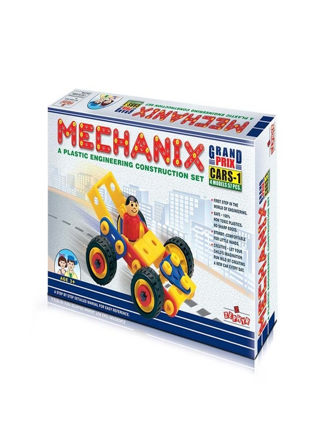 Plastic Mechanix Cars-1 4 Models, STEAM Educational Toy, Plastic Engineering Construction Set for Kids Age 5+ Years