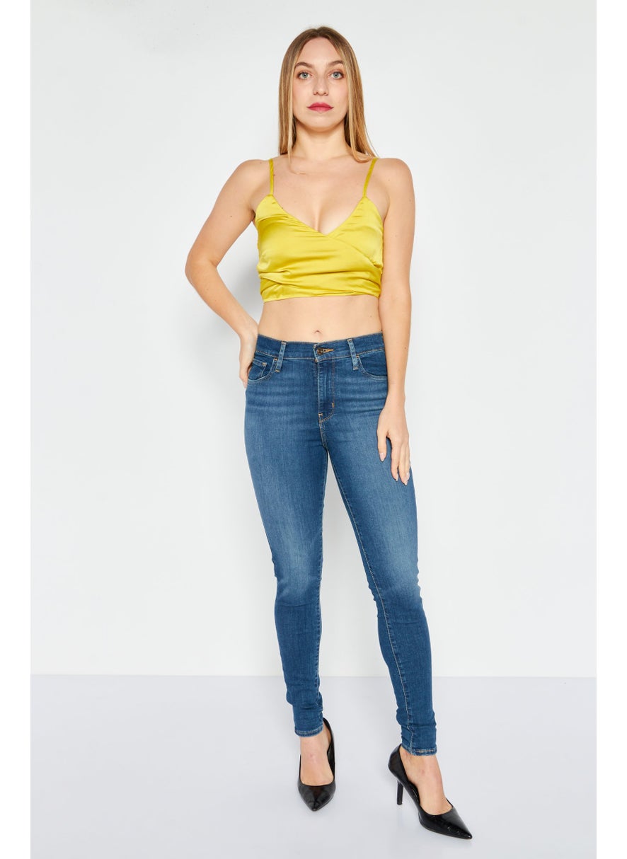 Etam Women Scoop Neck Sleeveless Crop Top, Mustard  - Image 3
