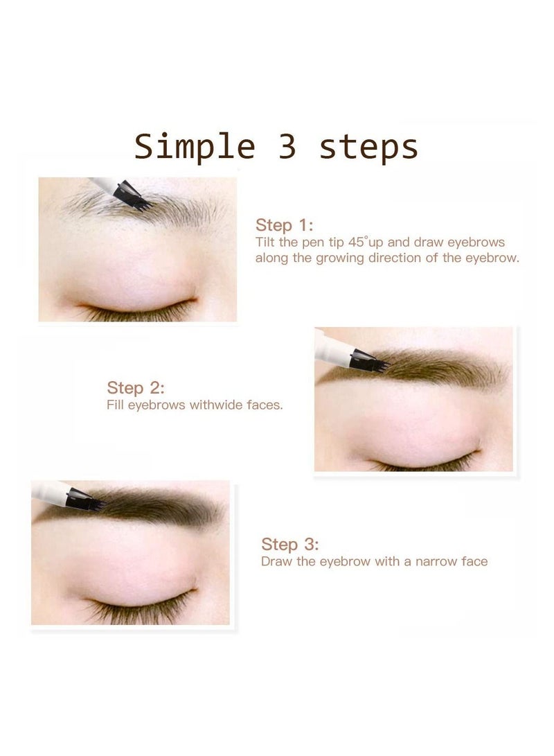 Music Flower قلم الحواجب السائل وشم 4 نصائح قلم ميكروبليد للرسم الدقيق للحواجب مقاوم للماء ويدوم طويلاً ويمنحك مظهرًا طبيعيًا - Image 5