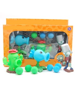 Plants vs. Zombies Children's Toy Gift Box Set Can Eject Doll Hand Model (Ice Shooter + Cactus + Bucket Zombie)