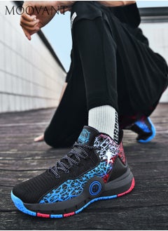 Moovant Men's Basketball Shoes, Summer Breathable High Top Casual Lightweight and Wear Resistant Sneakers, Non Slip Sport Shoes, Teenagers Print Thick Sole Footwear  - Image 3