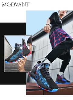 Moovant Men's Basketball Shoes, Summer Breathable High Top Casual Lightweight and Wear Resistant Sneakers, Non Slip Sport Shoes, Teenagers Print Thick Sole Footwear  - Image 5