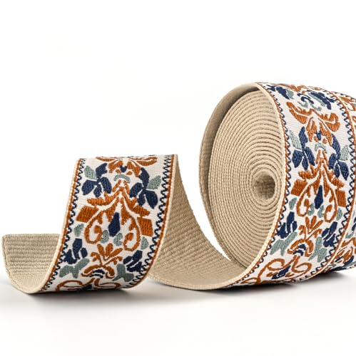 Shein Heavy Cotton Webbing 1.5 Inch 2 Inch Webbing Strap for Bag Straps, Outdoors Indoors Arts and Crafts, High Density Webbing with Jacquard Embroidery Pattern - Color 5-1.5" 5 Yards - Image 5