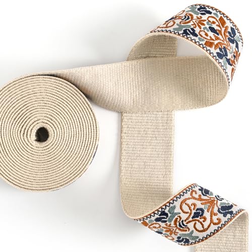 Shein Heavy Cotton Webbing 1.5 Inch 2 Inch Webbing Strap for Bag Straps, Outdoors Indoors Arts and Crafts, High Density Webbing with Jacquard Embroidery Pattern - Color 5-1.5" 5 Yards - Image 4