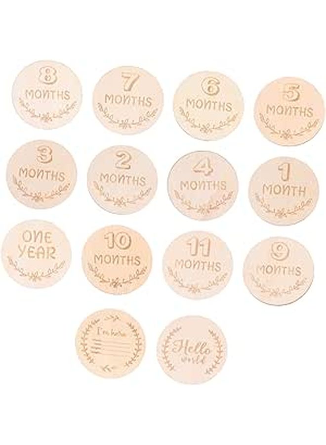 14Pcs Wooden Newborn Milestone Cards Monthly Baby Photo Props For Shower Celebrations - Image 1