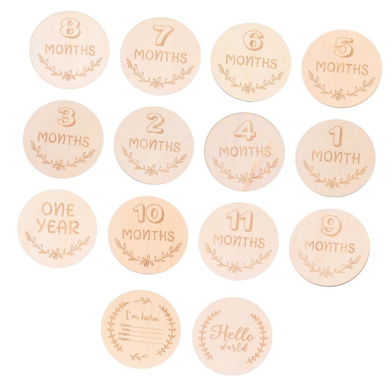 14Pcs Wooden Newborn Milestone Cards Monthly Baby Photo Props For Shower Celebrations - Image 2