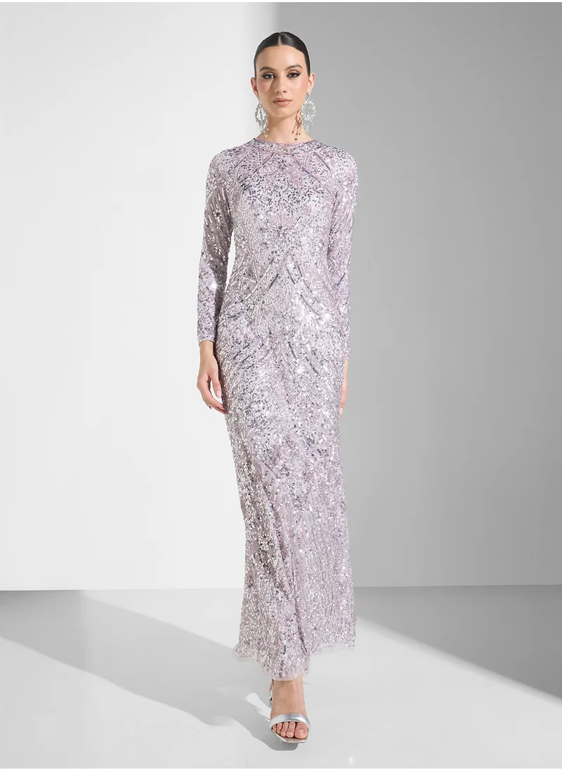 ماري Izel Modest Embellished Sequin Maxi Dress