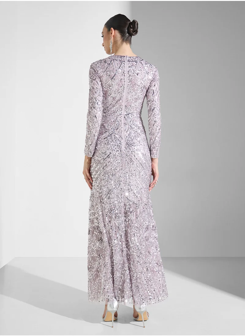 ماري Izel Modest Embellished Sequin Maxi Dress