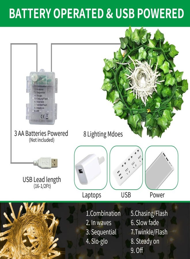 Freyalife Fake Vines for Room Decor(12 Pack 84 FT),with CE Certified 80 LED String Lights,Artificial Plant Ivy for Aesthetic Home Bedroom Wall Wedding Party Office Patio Indoor, Outdoor Garden Décor - Image 2