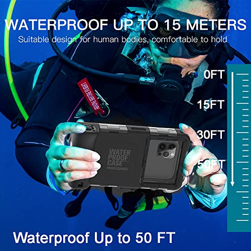 LY LANYOS Waterproof Underwater Snorkeling Diving Phone Case for iPhone 16/15/14/13/12/11 Pro Max Mini and Galaxy S25/S24/S23/S22/S21 Ultra Plus Professional [15m/50ft] Photo Video Cover (SG Black) - Image 2