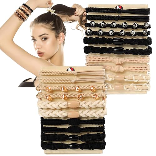 TENGYES Hair Ties for Women Girls 20 Pcs Boho DualUse Bracelets and Hair Tie for Thick HairPony Tails No Damage No Crease Elastics Hair Rubber Bands Ponytail Holders Graceful - Image 1