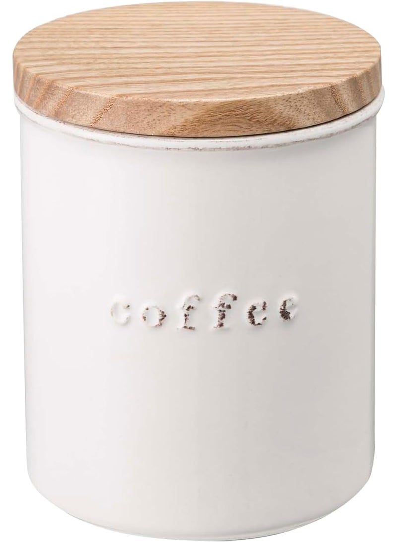 Yamazaki Home Tosca Ceramic Canister - Dry Food Kitchen Storage Container Organizer, White - Image 1